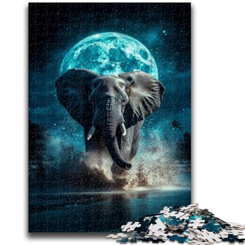 Der Mond und der Elefant Puzzle für Erwachsene 1000 Teile, lustige Spiele, Wanddekoration, einzigartige Geburtstags, 26x38cm von ZKYUBEK