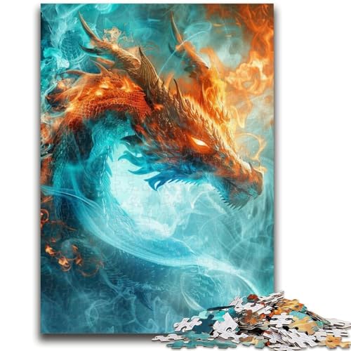 EIS- und Feuerdrachen-Puzzle für Erwachsene, 1000 Teile, Stressabbau, schwierige Herausforderung für die Heimdekoration, für Kinder ab 14 Jahren, 26x38cm von ZKYUBEK