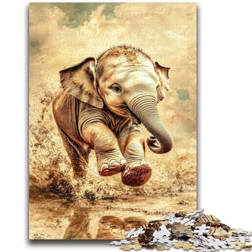 Elefanten-Puzzle mit 1000 Teilen, anspruchsvolles Spiel und Familienspiel mit passendem Poster und Quizblatt, 50x75cm von ZKYUBEK