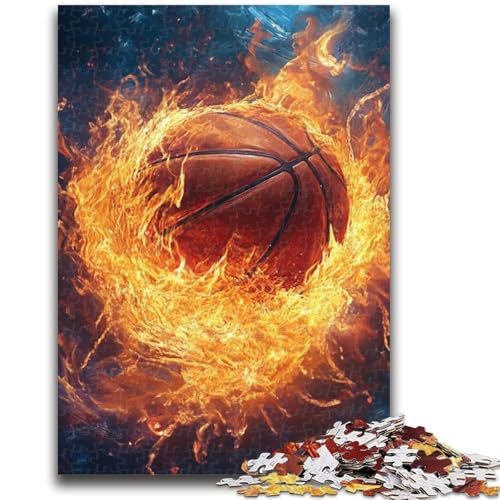 Flame Basketball Puzzle für Teenager 1000 Teile, anspruchsvolles Spiel und Familienspiel Lernspiel für Geburtstag, Weihnachten 50x75cm von ZKYUBEK