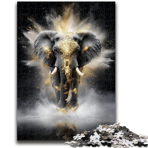 Golden Black Elephant Puzzle für Teenager 1000 Teile, anspruchsvolles Spiel und Familienspiel Lernspiel für Geburtstag, Weihnachten 26x38cm von ZKYUBEK