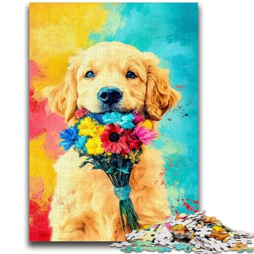 Golden Retriever Baby-Puzzle für Teenager, 1000 Teile, anspruchsvolles Spiel und Lernspiel für die ganze Familie zum Geburtstag, Weihnachten, 50x75cm von ZKYUBEK