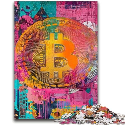 Graffiti Bitcoin 1000-teiliges Puzzle für Erwachsene und Jugendliche, anspruchsvolles Spiel und Lernspiel für die ganze Familie zum Geburtstag, Weihnachten, 26x38cm von ZKYUBEK