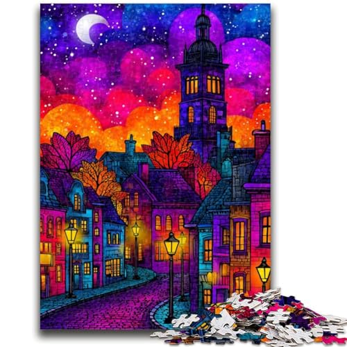 Herbstliche Stadtlandschaft, 1000-teiliges Puzzle für Erwachsene und Jugendliche, anspruchsvolles Spiel und Lernspiel für die ganze Familie zum Geburtstag, Weihnachten, 50x75cm von ZKYUBEK