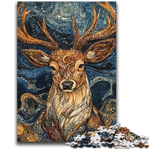 Hirsch-Ölgemälde-Puzzle für Teenager, 1000 Teile, Stressabbau, Staycation, Zeitvertreib, Eltern-Kind-Interaktion, 50x75cm von ZKYUBEK