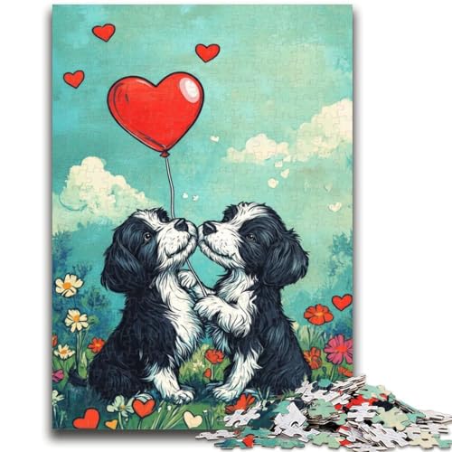 Hundepaar-Puzzle, 1000 Teile, für Erwachsene und Jugendliche, anspruchsvolles Spiel und Lernspiel für die ganze Familie zum Geburtstag, Weihnachten, 26x38cm von ZKYUBEK