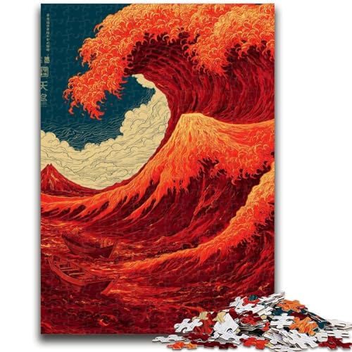 Japanische Wellen, 1000-teiliges Puzzle für Erwachsene und Jugendliche, anspruchsvolles Spiel und Lernspiel für die ganze Familie zum Geburtstag, Weihnachten, 50x75cm von ZKYUBEK