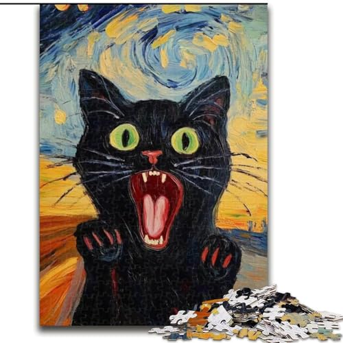 JigsawPuzzle 1000 Teile für Erwachsene Überraschte Schwarze Katze Holzpuzzle 26x38cm Denksportspiel für Teenager JigsawPuzzle 1000 Teile für Erwachsene Überraschte Schwarze Katze Holzpuzzle 26x38cm Denksportspiel für Teenager von ZKYUBEK