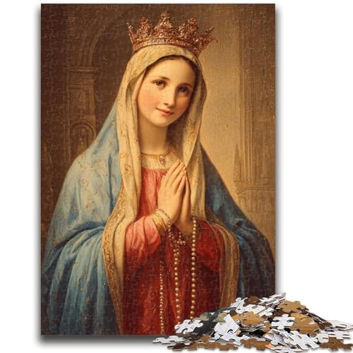 Jungfrau Maria Kunst 1000 Teile Puzzle für Erwachsene und Jugendliche, Interessante Stressreduzierung Eltern-Kind-Interaktion 26x38cm von ZKYUBEK