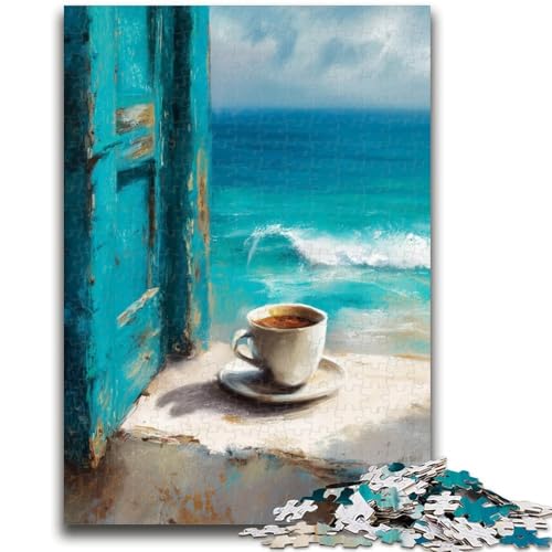 Kaffee am Fenster Puzzle für Erwachsene 1000 Teile, lustige Spiele Wanddekoration Einzigartige Geburtstags 26x38cm von ZKYUBEK