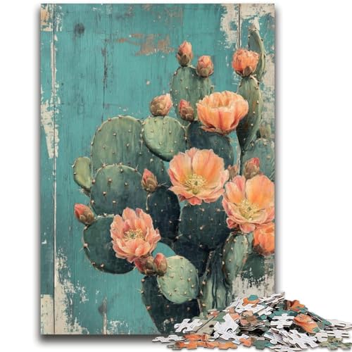 Kaktusblüten-Puzzle mit 1000 Teilen, anspruchsvolles Spiel und Familienspiel mit passendem Poster und Quizblatt, 26x38cm von ZKYUBEK