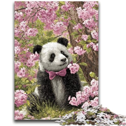 Kirschblüten-Panda-Puzzle für Teenager, 1000 Teile, dekomprimierendes intellektuelles Lernspielzeug, Lernspiel für Geburtstag, Weihnachten, 50x75cm von ZKYUBEK