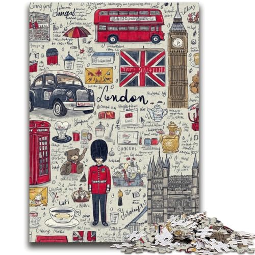 London-Puzzle für Teenager, 1000 Teile, anspruchsvolles Spiel und Lernspiel für die ganze Familie zum Geburtstag, Weihnachten, 26x38cm von ZKYUBEK