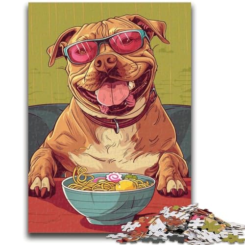 Mops isst Nudeln, Puzzle für Erwachsene, 1000 Teile, geeignet für Kinder ab 14 Jahren, verbessert das Gedächtnis, Geschenkideen, 26x38cm von ZKYUBEK