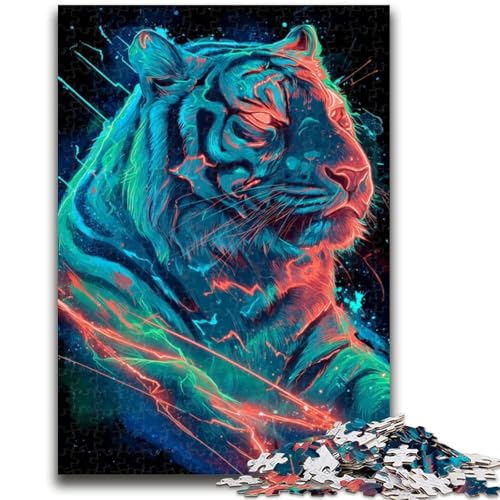 Mysteriöser Tiger, 1000 Teile Puzzle für Erwachsene und Jugendliche, anspruchsvolles Spiel und Lernspiel für die ganze Familie zum Geburtstag, Weihnachten, 50x75cm von ZKYUBEK