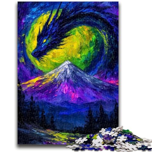 Mysteriöses Drachen-Puzzle für Erwachsene, 1000 Teile, lustige Spiele, Wanddekoration, einzigartige Geburtstags, 26x38cm von ZKYUBEK