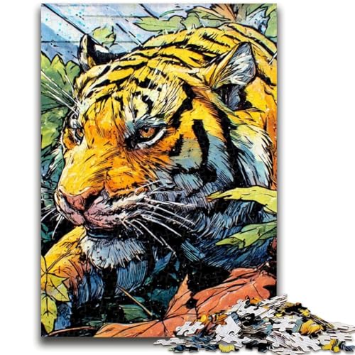 Mysteriöses Tiger-Puzzle für Teenager, 1000 Teile, Lernspiele, Heimdekoration, Geschenk für die ganze Familie, 50x75cm Mysteriöses Tiger-Puzzle für Teenager, 1000 Teile, Lernspiele, Heimdekoration, Geschenk für die ganze Familie, 50x75cm von ZKYUBEK