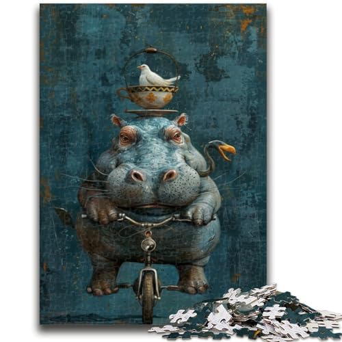 Nashorn auf einem Fahrrad, Puzzle für Erwachsene, 1000 Teile, Spielzeug, intellektuelles Spiel, Künstlersammlung, Bildende Kunst, 50x75cm von ZKYUBEK