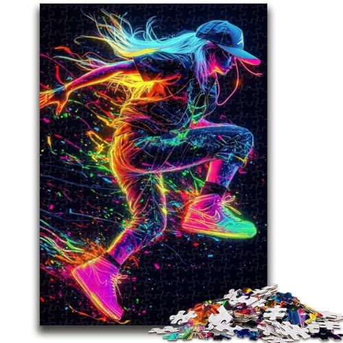Neon-Graffiti-Mädchen, 1000 Teile, Puzzle für Erwachsene und Jugendliche, Zeit zu Hause totschlagen, die Liebe zwischen Paaren stärken, 50x75cm von ZKYUBEK