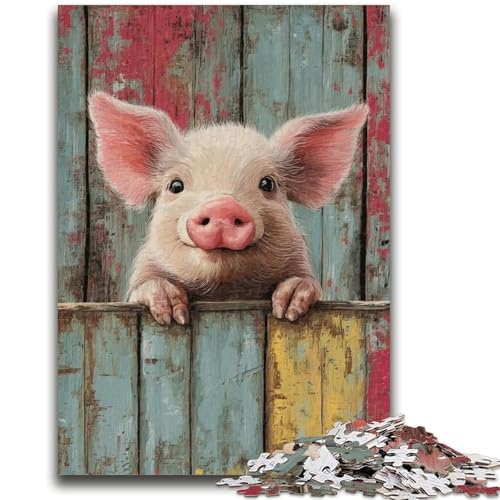 Niedliches Schwein-Puzzle für Teenager, 1000 Teile, herausforderndes Spiel und Familienspiel, Geburtstagsgeschenk, Geschenke, Wandkunst, 26x38cm von ZKYUBEK