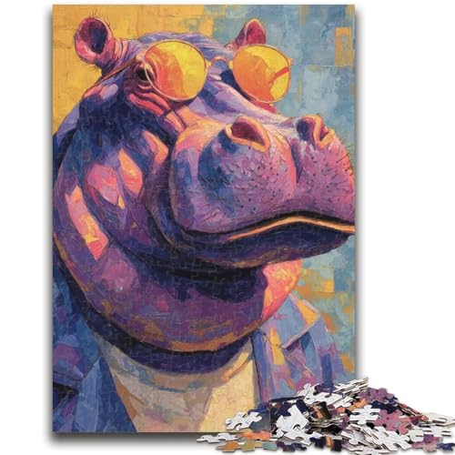 Nilpferd-Puzzle für Teenager, 1000 Teile, anspruchsvolles Spiel und Lernspiel für die ganze Familie zum Geburtstag, Weihnachten, 50x75cm von ZKYUBEK