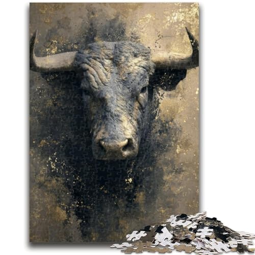 Ölgemälde mit Stier, 1000 Teile Puzzle für Erwachsene und Jugendliche, anspruchsvolles Spiel und Lernspiel für die ganze Familie zum Geburtstag, Weihnachten, 26x38cm von ZKYUBEK