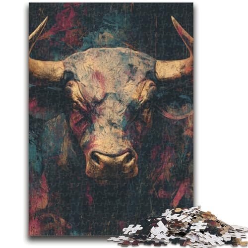 Ölgemälde mit Stier, 1000-teiliges Puzzle, anspruchsvolles Spiel und Familienspiel mit passendem Poster und Quizblatt, 50x75cm Ölgemälde mit Stier, 1000-teiliges Puzzle, anspruchsvolles Spiel und Familienspiel mit passendem Poster und Quizblatt, 50x75cm von ZKYUBEK