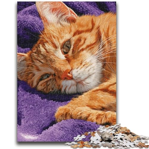 Orangefarbenes Katzen-Puzzle mit 1000 Teilen für Erwachsene und Jugendliche, anspruchsvolles Spiel und Lernspiel für die ganze Familie zum Geburtstag, Weihnachten, 50x75cm von ZKYUBEK