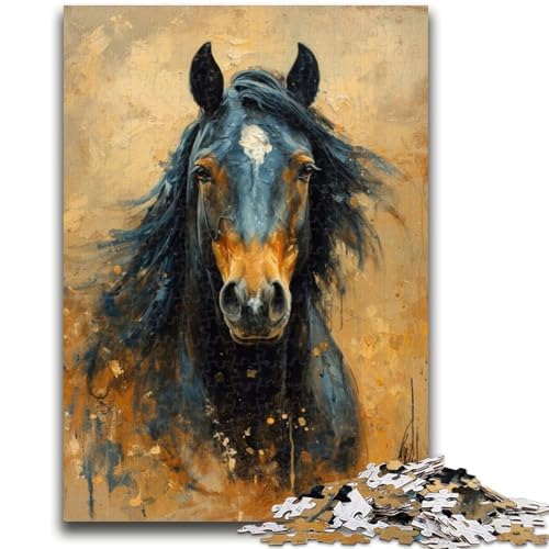 Pferde-Ölgemälde, 1000-teiliges Puzzle für Erwachsene und Jugendliche, Lernspiele, Heimdekoration, einzigartige Heimdekoration und Geschenke, 26x38cm von ZKYUBEK