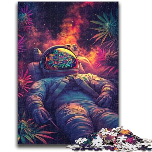 Psychedelic Astronaut 1000-teiliges Puzzle für Erwachsene, hilft dem Gehirn, süchtig machendes Spielzeug zu trainieren, um Geduld zu fördern, einzigartiges Herausforderungsspiel, 26x38cm von ZKYUBEK