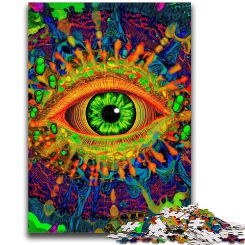 Psychedelic Eye 1000-teiliges Puzzle, anspruchsvolles Spiel und Familienspiel mit passendem Poster und Quizblatt, 26x38cm von ZKYUBEK