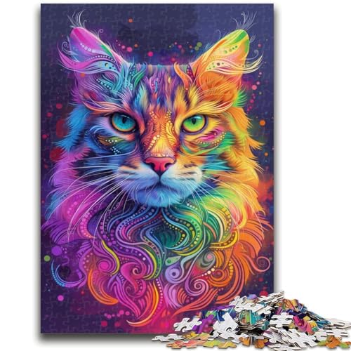 Psychedelisches Katzen-Puzzle für Teenager, 1000 Teile, anspruchsvolles Spiel und Lernspiel für die ganze Familie zum Geburtstag, Weihnachten, 50x75cm von ZKYUBEK