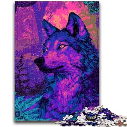 Psychedelisches Wolf-Puzzle für Erwachsene, 1000 Teile, lustige Spiele, Wanddekoration, einzigartige Geburtstags, 26x38cm von ZKYUBEK