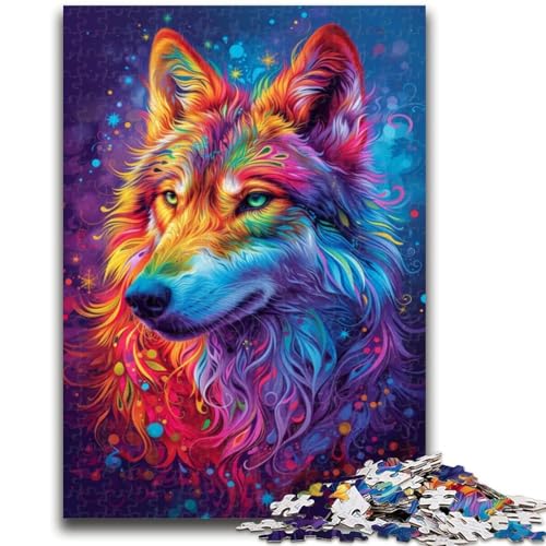 Psychedelisches Wolf-Puzzle für Erwachsene, 1000 Teile, lustige Spiele, Wanddekoration, einzigartige Geburtstags, 26x38cm von ZKYUBEK