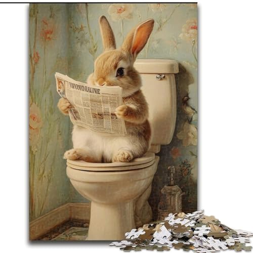 Puzzle „Baby-Hase auf Toilette“, Holzpuzzle, 26x38cm, anspruchsvolles Denkspiel, Familienaktivität, Heimdekoration Puzzle „Baby-Hase auf Toilette“, Holzpuzzle, 26x38cm, anspruchsvolles Denkspiel, Familienaktivität, Heimdekoration von ZKYUBEK