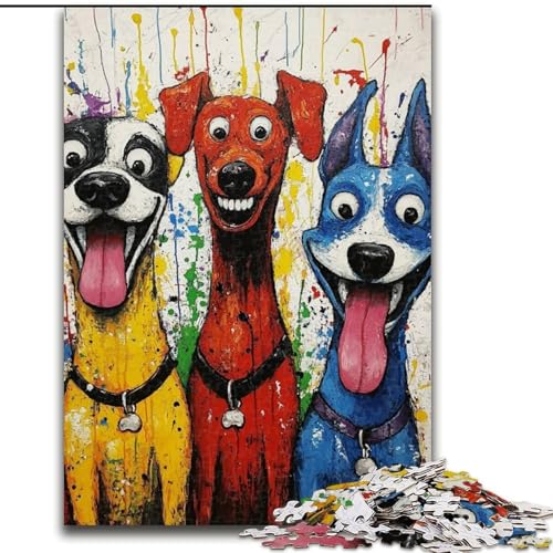 Puzzle „DREI glückliche Hunde“, Holzpuzzle, 50x75cm, anspruchsvolles Denkspiel, Familienaktivität, Heimdekoration von ZKYUBEK
