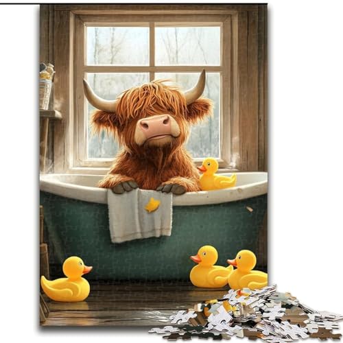 Puzzle „Hochlandkuh im Badezimmer“, Holzpuzzle, 26x38cm, Denksportspiel, interaktives Familienspiel, geeignet für Kinder ab 14 Jahren Puzzle „Hochlandkuh im Badezimmer“, Holzpuzzle, 26x38cm, Denksportspiel, interaktives Familienspiel, geeignet für Kinder ab 14 Jahren von ZKYUBEK