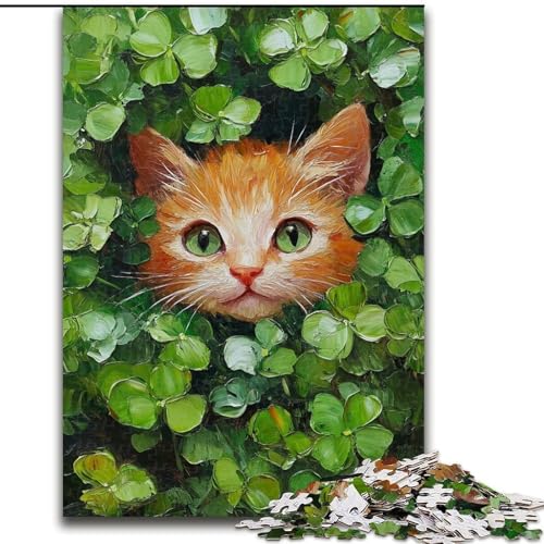 Puzzle „Katze in grünen Blättern“, Holzpuzzle, 26x38cm, Denksportaufgabe, interaktives Familienspiel, geeignet für Kinder ab 14 Jahren Puzzle „Katze in grünen Blättern“, Holzpuzzle, 26x38cm, Denksportaufgabe, interaktives Familienspiel, geeignet für Kinder ab 14 Jahren von ZKYUBEK
