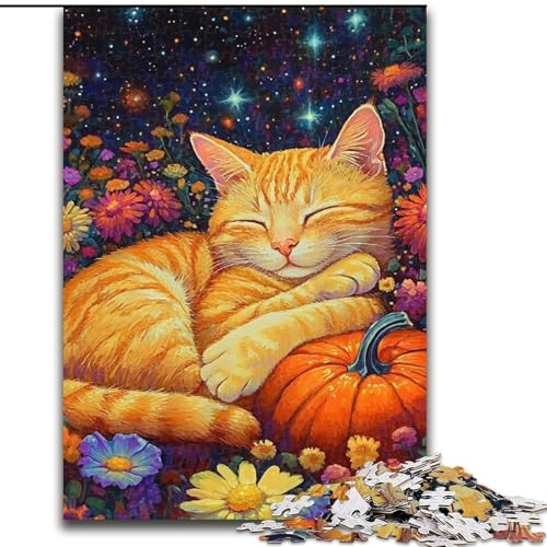 Puzzle „Katze schläft auf Kürbis“, Holzpuzzle, 50x75cm, anspruchsvolles Denkspiel, Familienaktivität, Heimdekoration von ZKYUBEK