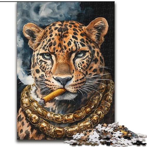 Puzzle „Rauchender Leopard“, Holzpuzzle, 26x38cm, anspruchsvolles Denkspiel, Familienaktivität, Heimdekoration Puzzle „Rauchender Leopard“, Holzpuzzle, 26x38cm, anspruchsvolles Denkspiel, Familienaktivität, Heimdekoration von ZKYUBEK