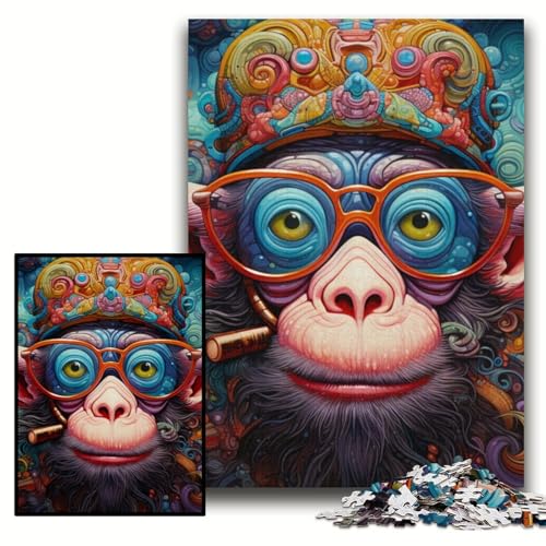 Puzzle 1000 Teile, Affen-Puzzle aus Holz für Erwachsene, 50x75cm, DIY-Geschenk zur Heimdekoration, Denkspiel Puzzle 1000 Teile, Affen-Puzzle aus Holz für Erwachsene, 50x75cm, DIY-Geschenk zur Heimdekoration, Denkspiel von ZKYUBEK