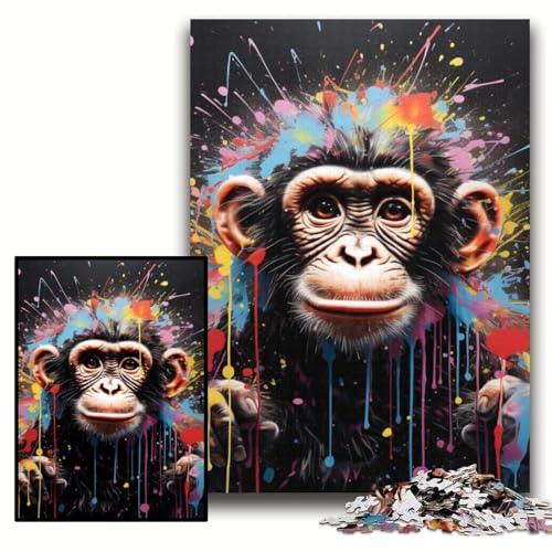 Puzzle 1000 Teile, Affen-Puzzle aus Holz für Erwachsene, 50x75cm, anspruchsvolles Denkspiel für Teenager, unterhaltsames interaktives Spiel für die ganze Familie Puzzle 1000 Teile, Affen-Puzzle aus Holz für Erwachsene, 50x75cm, anspruchsvolles Denkspiel für Teenager, unterhaltsames interaktives Spiel für die ganze Familie von ZKYUBEK