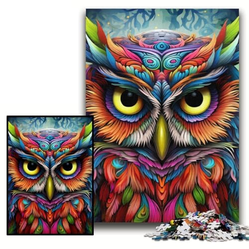 Puzzle 1000 Teile, Bunte Eulen-Kunst, Kartonpuzzle für Erwachsene, 26x38cm, anspruchsvolles Denkspiel für Teenager, unterhaltsames interaktives Spiel für die ganze Familie Puzzle 1000 Teile, Bunte Eulen-Kunst, Kartonpuzzle für Erwachsene, 26x38cm, anspruchsvolles Denkspiel für Teenager, unterhaltsames interaktives Spiel für die ganze Familie von ZKYUBEK