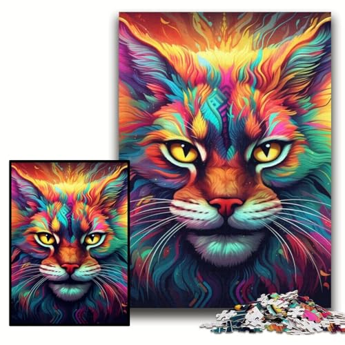 Puzzle 1000 Teile, Bunte Kunst, Luchs, Unmögliches Puzzle für Erwachsene, 50x75cm, Geburtstagsgeschenkidee, Herausforderndes Denkspiel Puzzle 1000 Teile, Bunte Kunst, Luchs, Unmögliches Puzzle für Erwachsene, 50x75cm, Geburtstagsgeschenkidee, Herausforderndes Denkspiel von ZKYUBEK