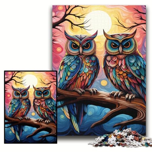 Puzzle 1000 Teile, Bunte Kunst-Eule, Holzpuzzle für Erwachsene, 50x75cm, DIY-Geschenk zur Heimdekoration, Denksportspiel Puzzle 1000 Teile, Bunte Kunst-Eule, Holzpuzzle für Erwachsene, 50x75cm, DIY-Geschenk zur Heimdekoration, Denksportspiel von ZKYUBEK