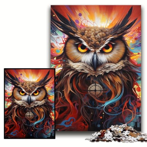 Puzzle 1000 Teile, Bunte Kunst-Eule, Holzpuzzle für Erwachsene, 50x75cm, DIY-Geschenk zur Heimdekoration, Denksportspiel Puzzle 1000 Teile, Bunte Kunst-Eule, Holzpuzzle für Erwachsene, 50x75cm, DIY-Geschenk zur Heimdekoration, Denksportspiel von ZKYUBEK