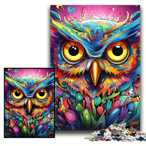 Puzzle 1000 Teile, Bunte Kunst-Eule, Karton-Puzzle für Erwachsene, 26x38cm, DIY-Heimdekor, Geschenk, Denksportspiel Puzzle 1000 Teile, Bunte Kunst-Eule, Karton-Puzzle für Erwachsene, 26x38cm, DIY-Heimdekor, Geschenk, Denksportspiel von ZKYUBEK