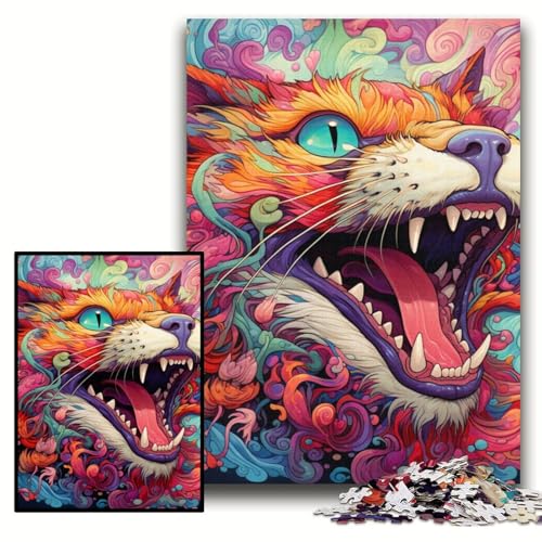 Puzzle 1000 Teile, Bunte Kunstkatze, Holzpuzzle für Erwachsene, 50x75cm, Herausforderndes Denkspiel für Teenager, Familienspaß, interaktives Spiel Puzzle 1000 Teile, Bunte Kunstkatze, Holzpuzzle für Erwachsene, 50x75cm, Herausforderndes Denkspiel für Teenager, Familienspaß, interaktives Spiel von ZKYUBEK