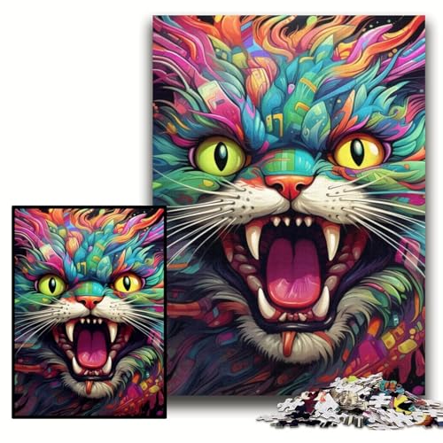 Puzzle 1000 Teile, Bunte Kunstkatze, Holzpuzzle für Erwachsene, 50x75cm, Herausforderndes Denkspiel für Teenager, Familienspaß, interaktives Spiel Puzzle 1000 Teile, Bunte Kunstkatze, Holzpuzzle für Erwachsene, 50x75cm, Herausforderndes Denkspiel für Teenager, Familienspaß, interaktives Spiel von ZKYUBEK
