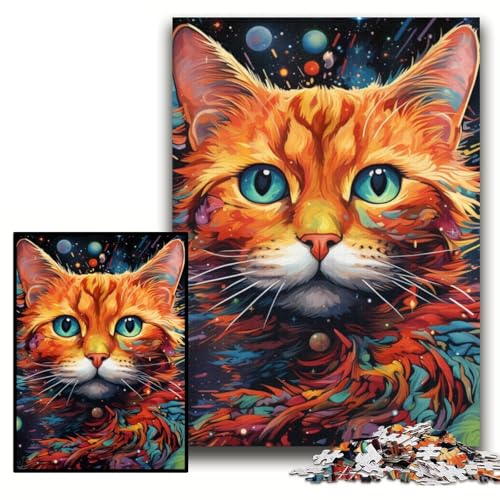 Puzzle 1000 Teile, Bunte Kunstkatze, Kartonpuzzle für Erwachsene, 26x38cm, anspruchsvolles Denkspiel für Teenager, unterhaltsames interaktives Spiel für die ganze Familie Puzzle 1000 Teile, Bunte Kunstkatze, Kartonpuzzle für Erwachsene, 26x38cm, anspruchsvolles Denkspiel für Teenager, unterhaltsames interaktives Spiel für die ganze Familie von ZKYUBEK